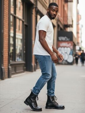 Vintage Black Leather Lace-Up Combat Jump Boots